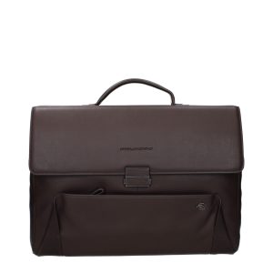Piquadro Brown Leather Business And Laptop Bag