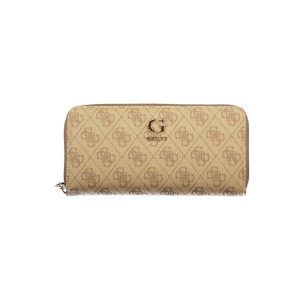 Guess Jeans Beige Polyurethane Women's Wallet with Functional Compartments